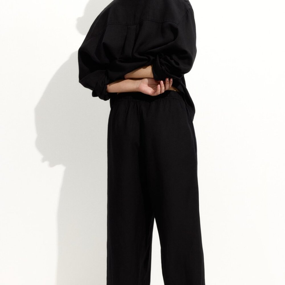 H&M Linen Blend Drawstring Trouser Pants- - image 3